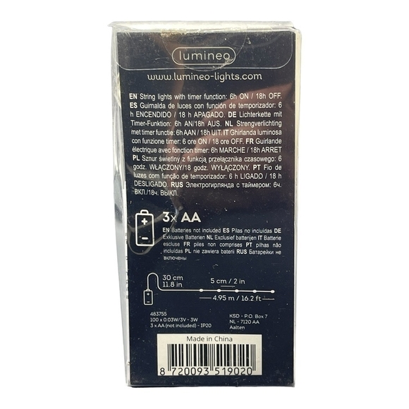 New LUMINEO Micro LED String Star Lights 100 LED 16.2' Warm White Lights - Picture 4 of 4